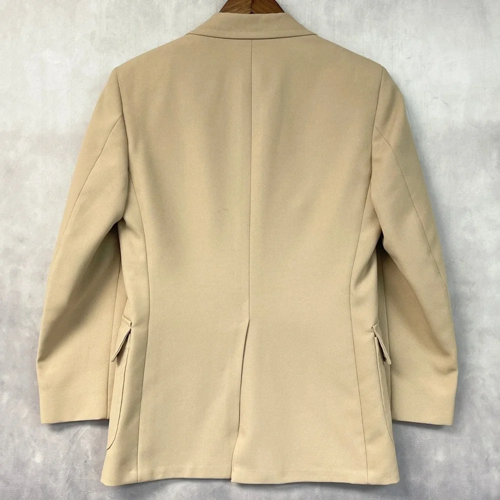 Vintage Sears The Classic Collection Blazer Mens 38 Tan Gold Button 70s Disco